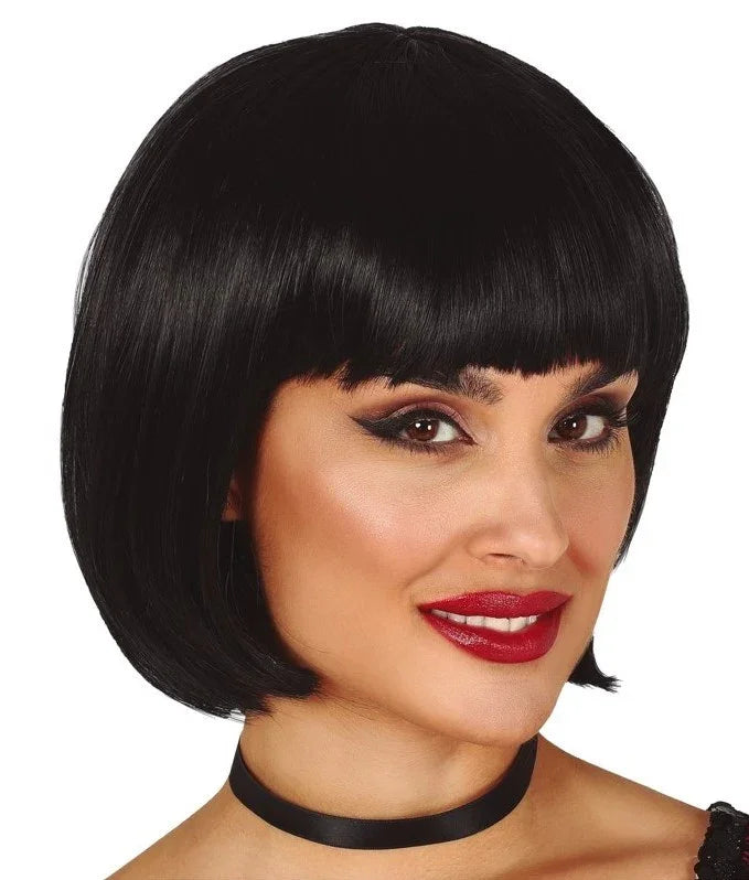 Peluca Morena Lisa con Media Melena y Flequillo Pelucas Morenas Guirca