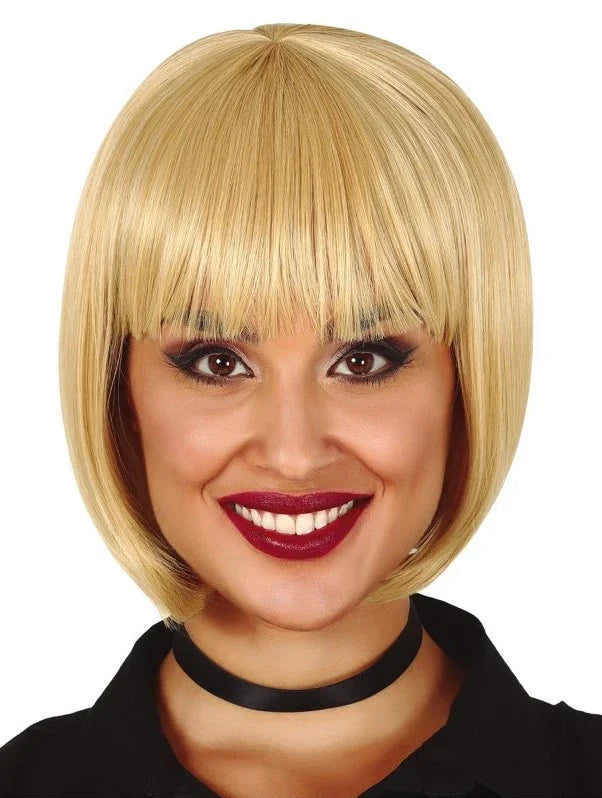 Peluca Rubia Lisa con Media Melena y Flequillo Pelucas Rubias Guirca