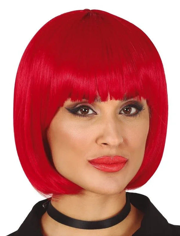 Peluca Roja Lisa con Media Melena y Flequillo Pelucas Rojas Guirca