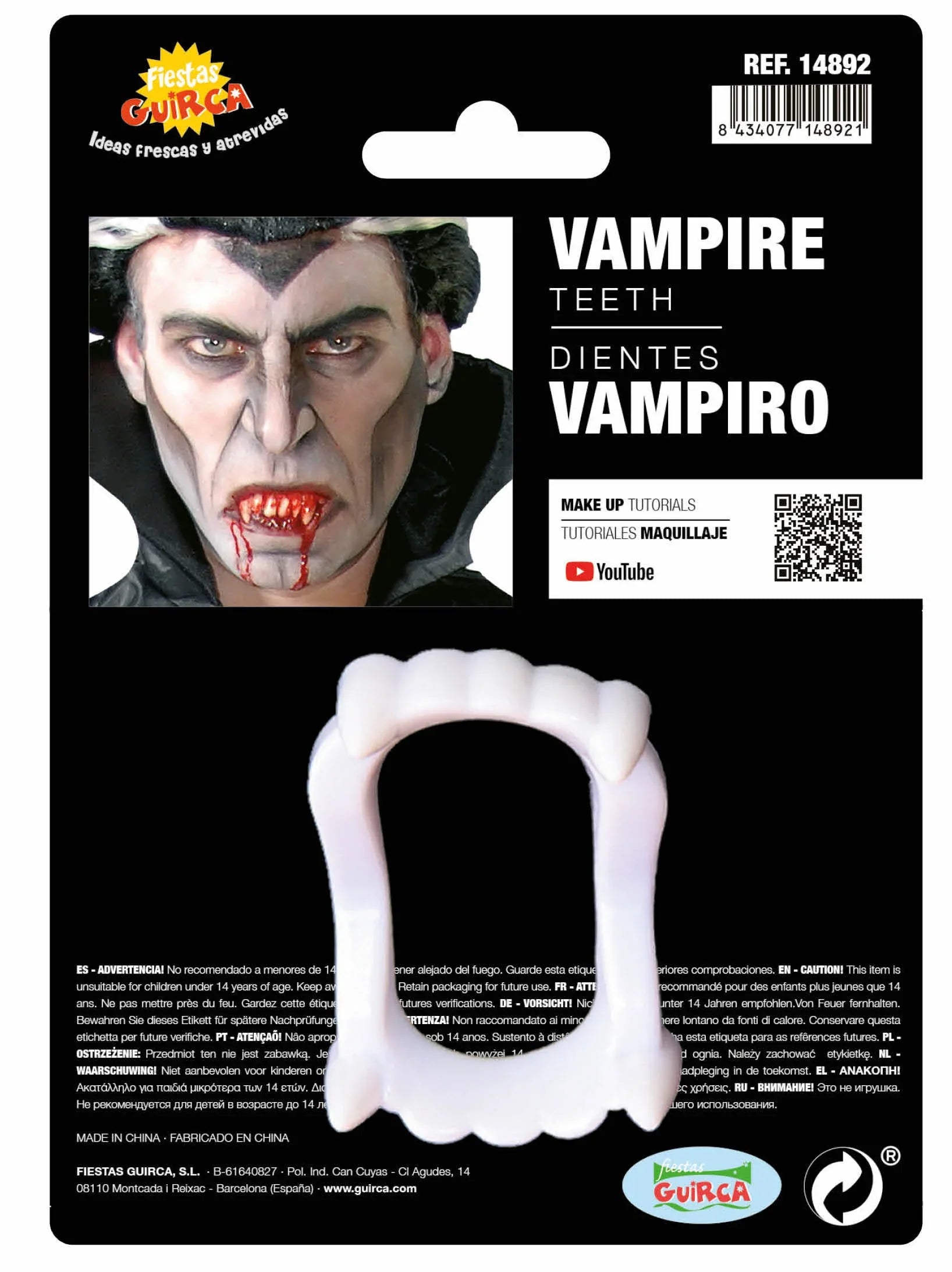 Dentadura de Vampiro Básica Accesorios Halloween Guirca