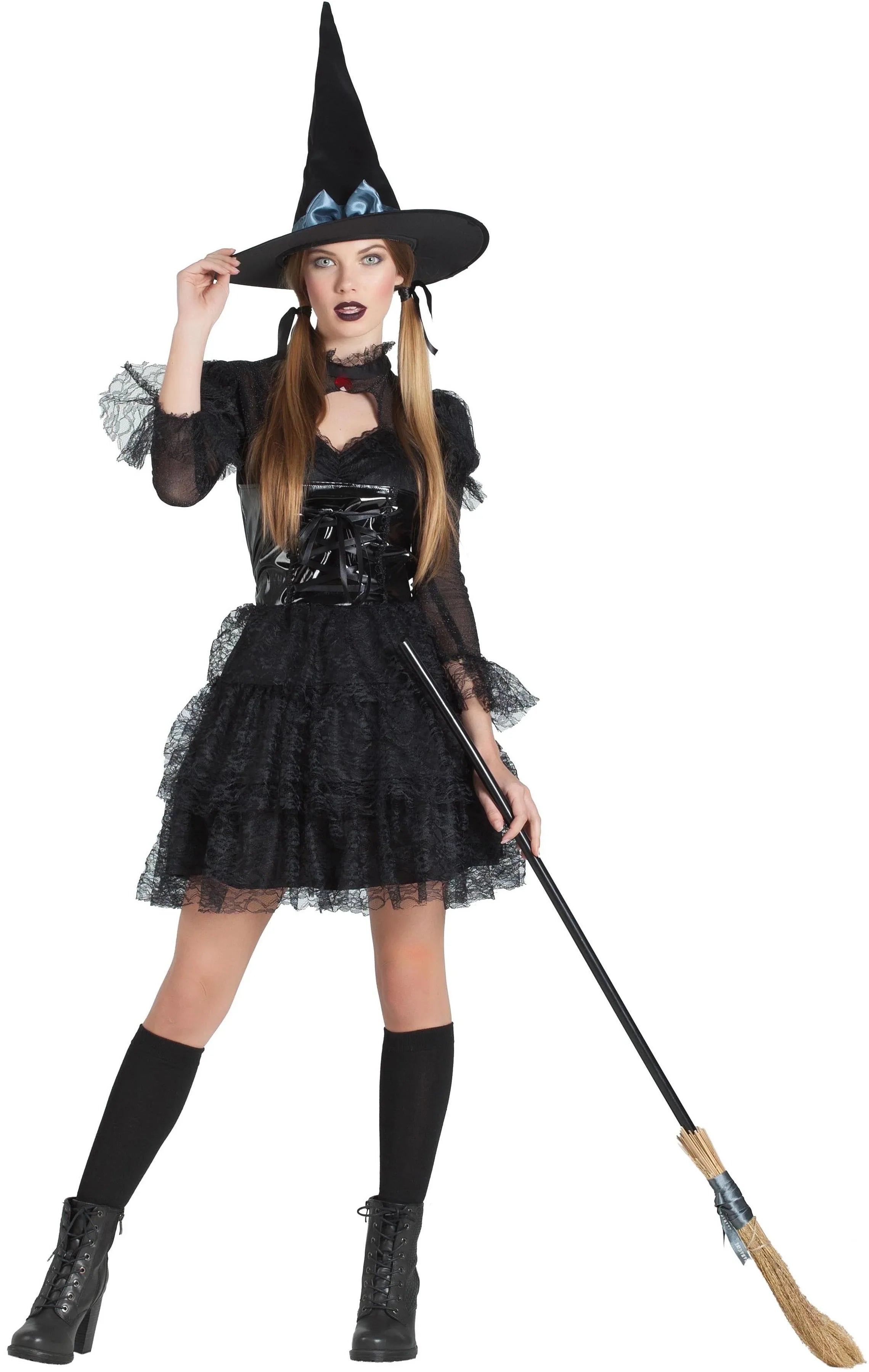 Disfraz de Bruja Negra Corto para Mujer Brujas Kimokawaii