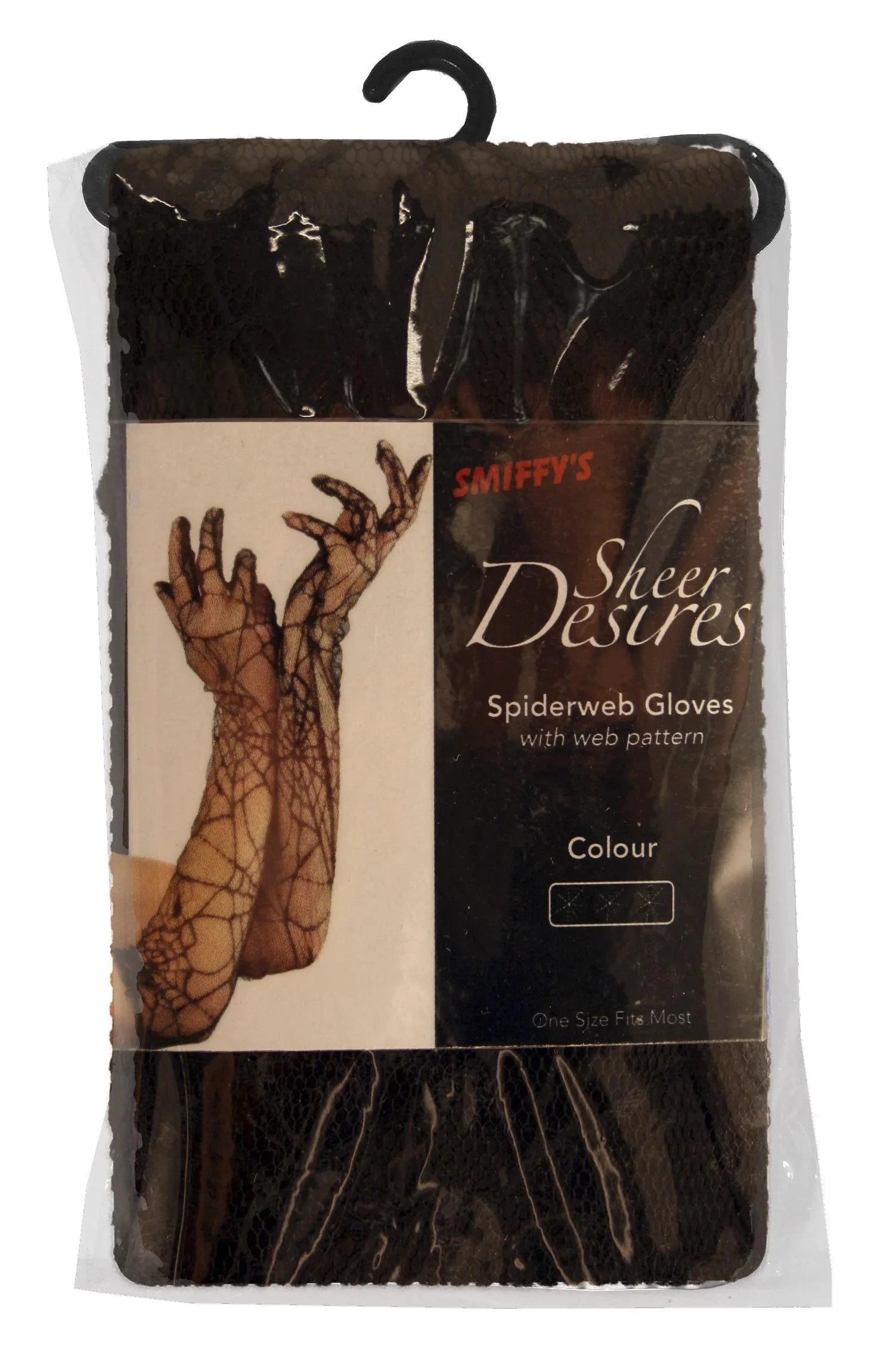 Guantes de Encaje Negro Largos con Telarañas Complementos Halloween Smiffys