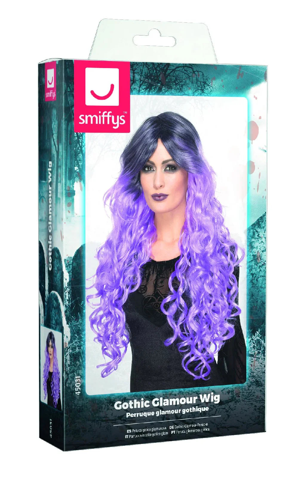 Peluca Lila con Melena Larga y Raíz Oscura Pelucas Moradas Smiffys