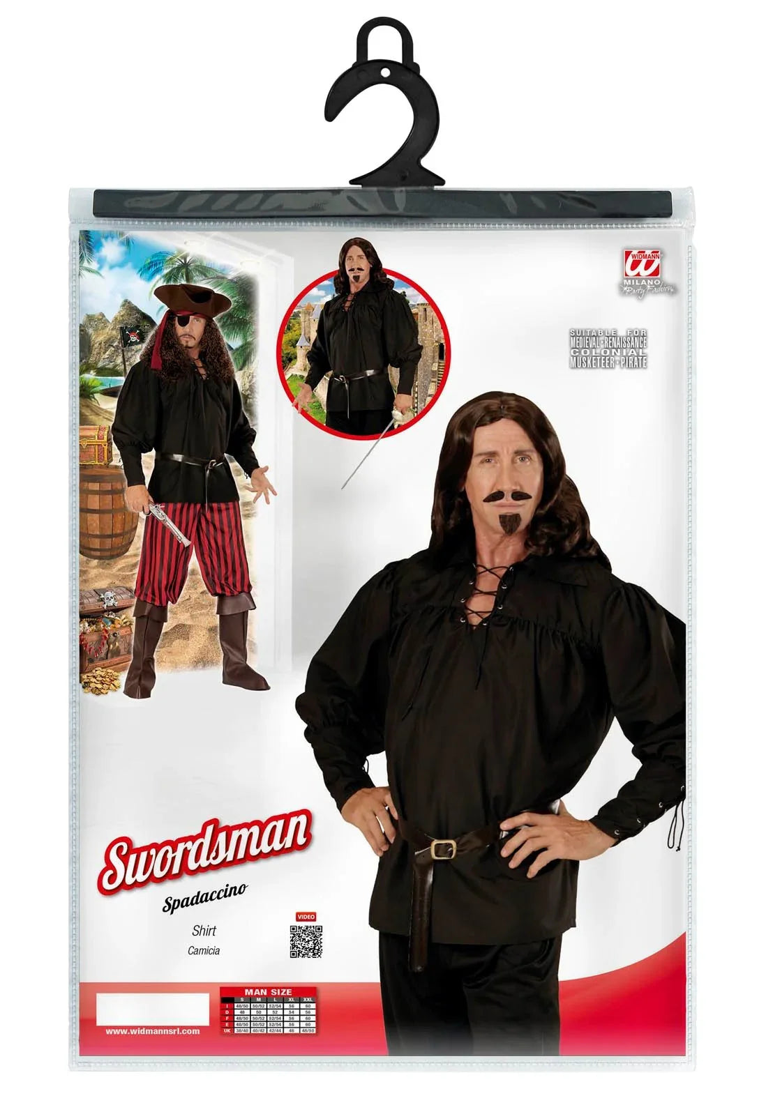 Camisa Medieval Negra para Adulto Medieval Widmann