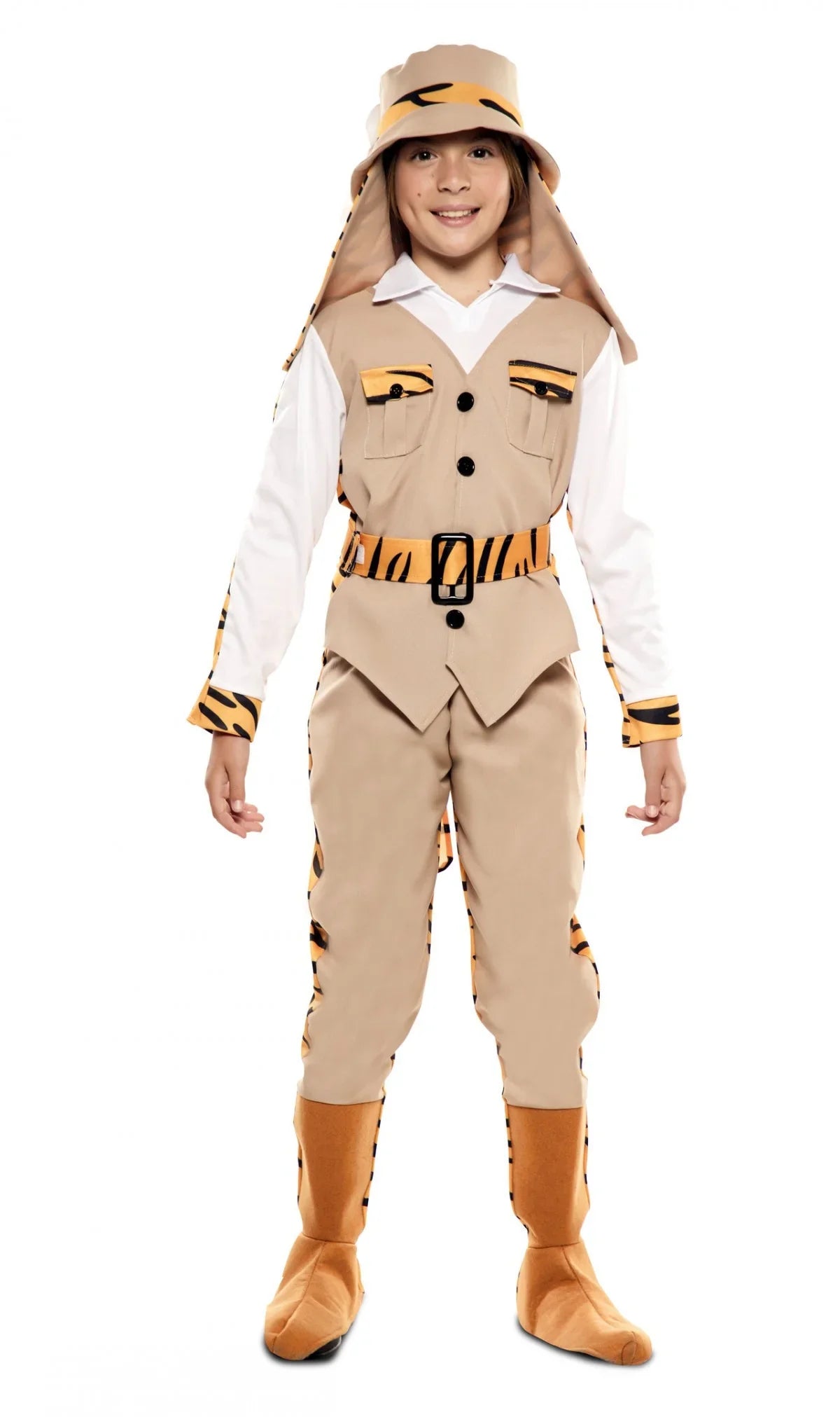 Disfraz Doble de Cazador y Tigre para Niño Exploradores EuroCarnavales