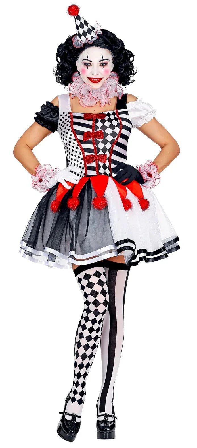 Disfraz de Arlequina Corto para Mujer Arlequines y Bufones Widmann