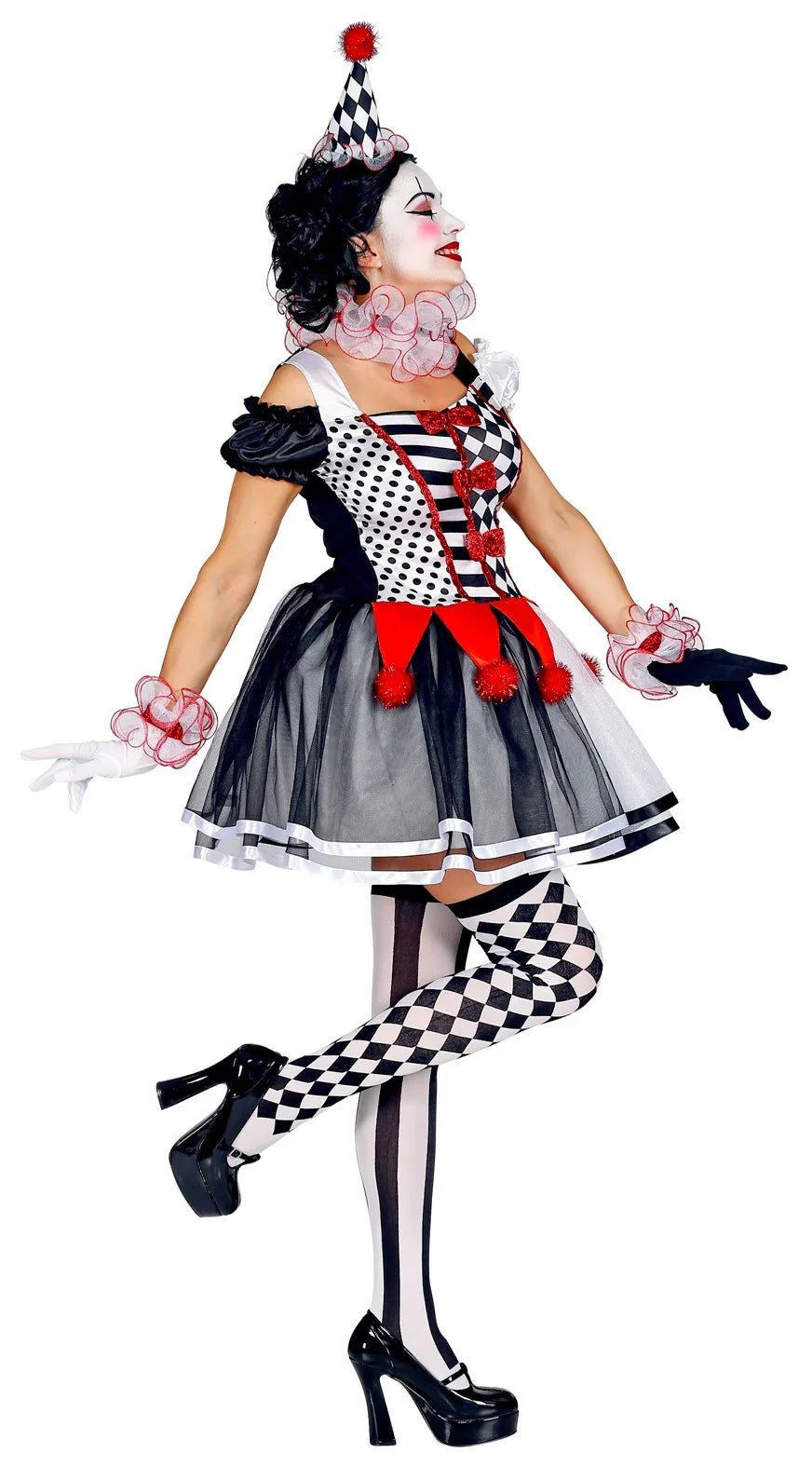 Disfraz de Arlequina Corto para Mujer Arlequines y Bufones Widmann