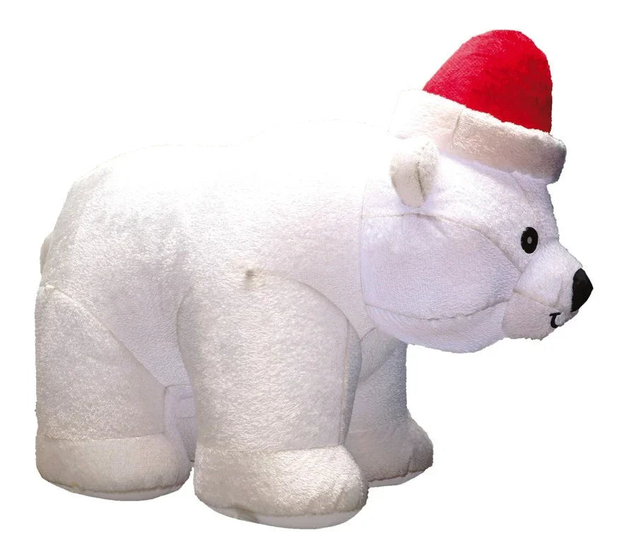 Oso Polar Hinchable con Pelo y Gorro de Papá Noel Complementos Navidad Guirca