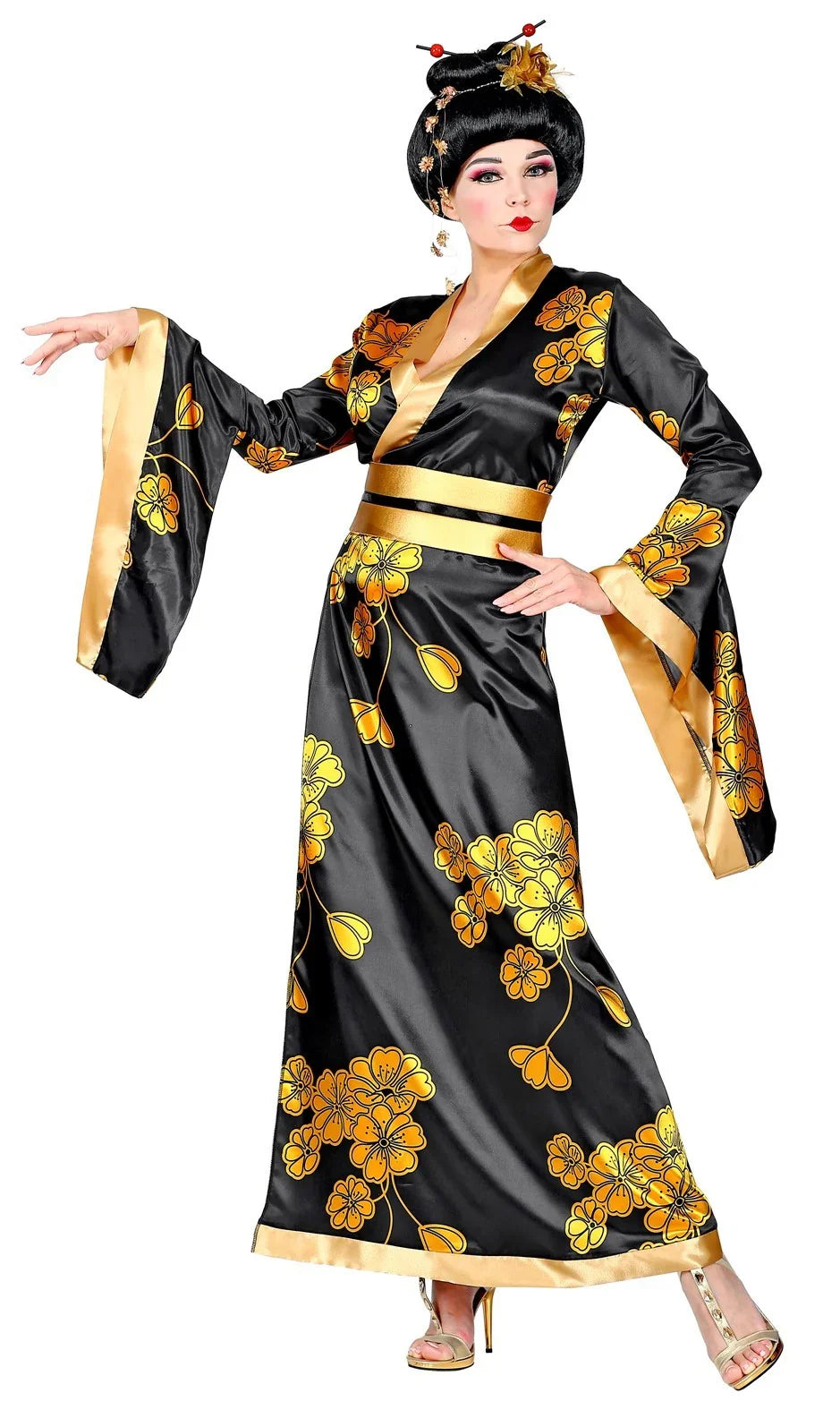 Disfraz de Geisha Negra con Flores para Mujer Geishas Widmann