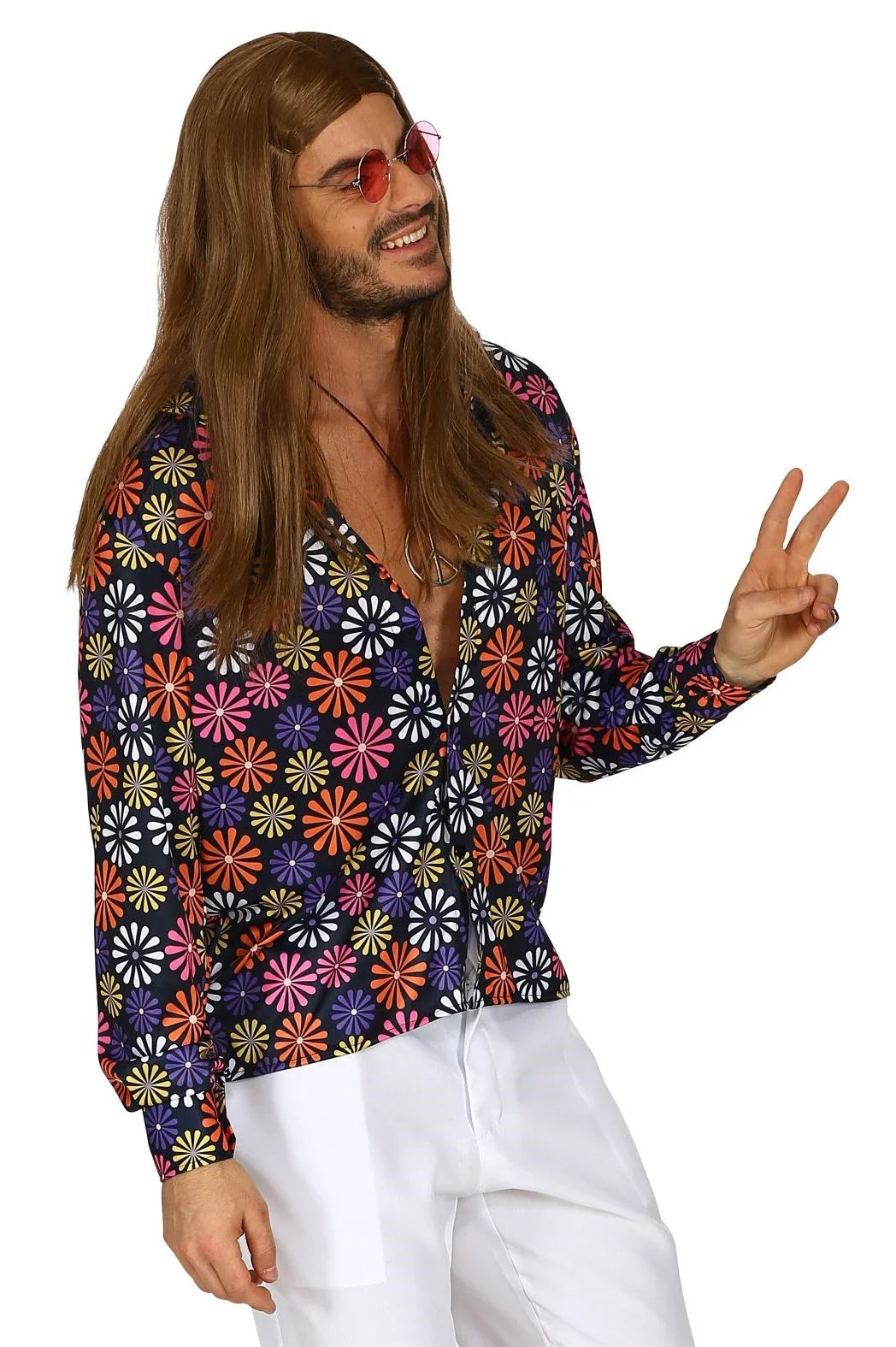 Camisa Hippie con Flores de Colores para Hombre Complementos Hippies Widmann
