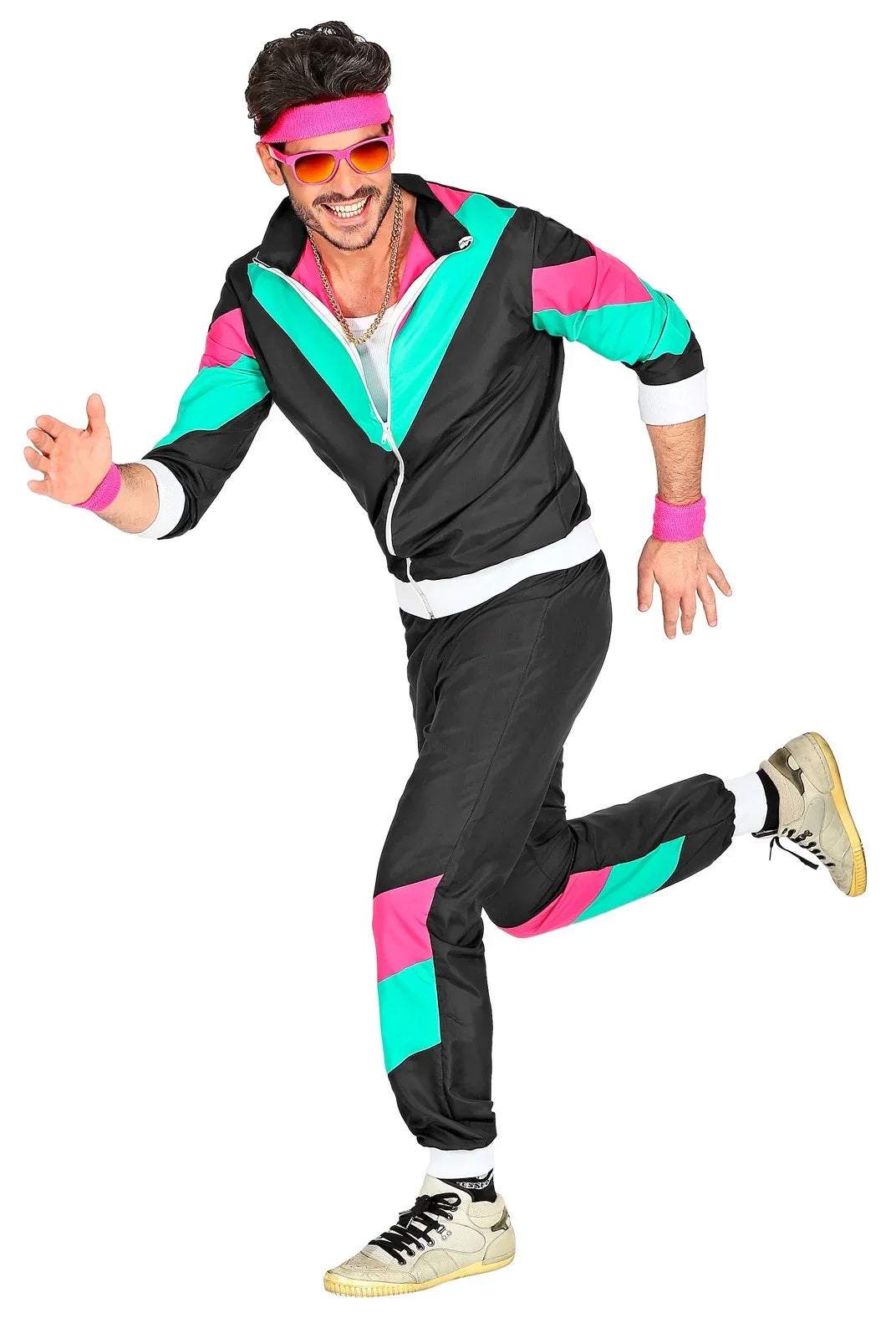 Disfraz Chándal Años 80 Negro para Adulto Chándales de Táctel Años 80 Widmann