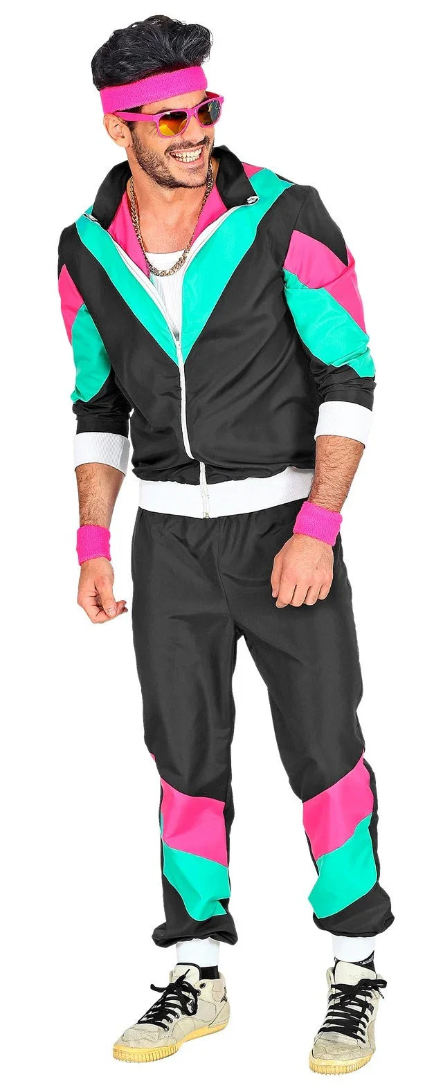 Disfraz Chándal Años 80 Negro para Adulto Chándales de Táctel Años 80 Widmann