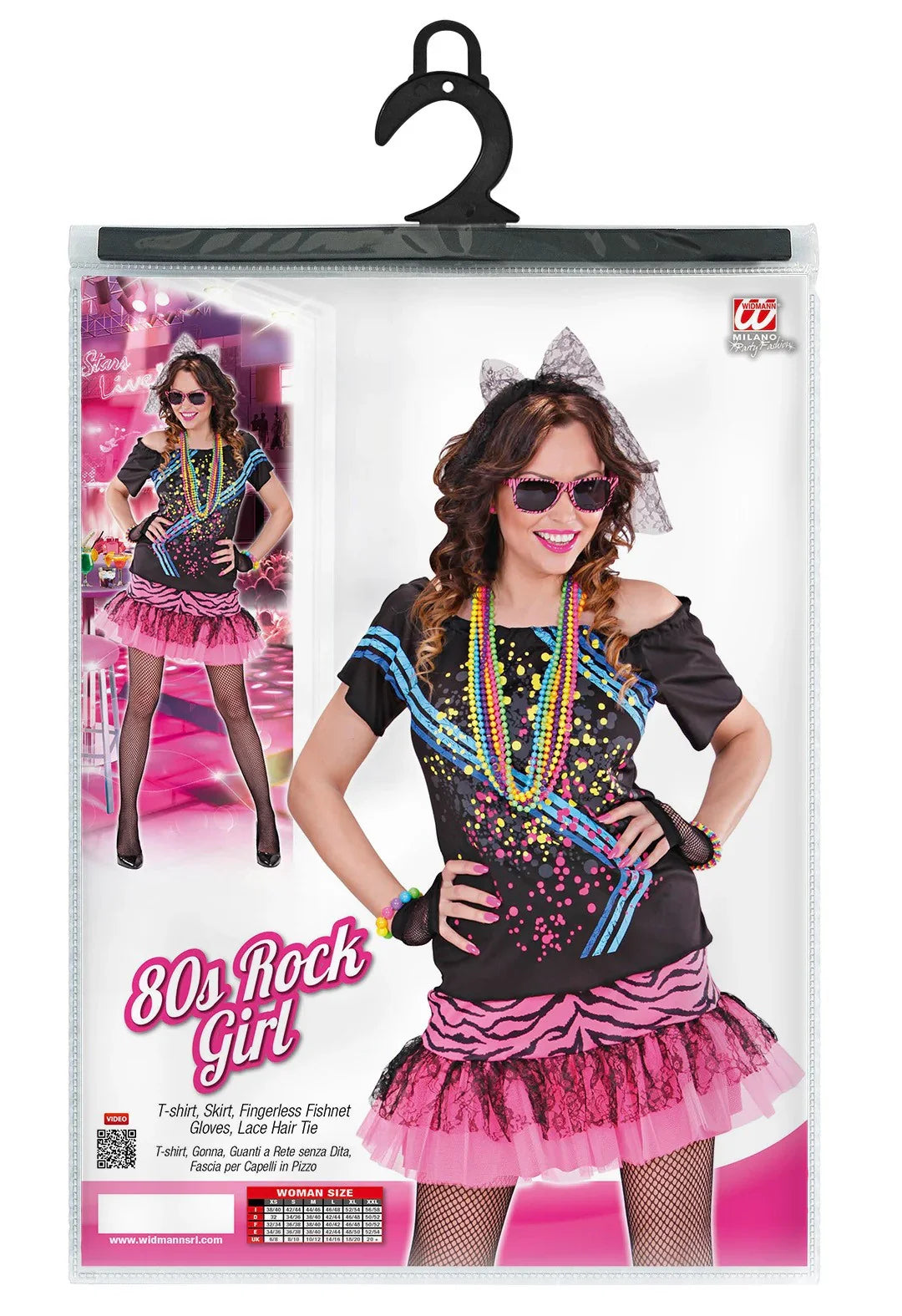 Disfraz de Chica Rock Años 80s para Mujer Adultos Widmann