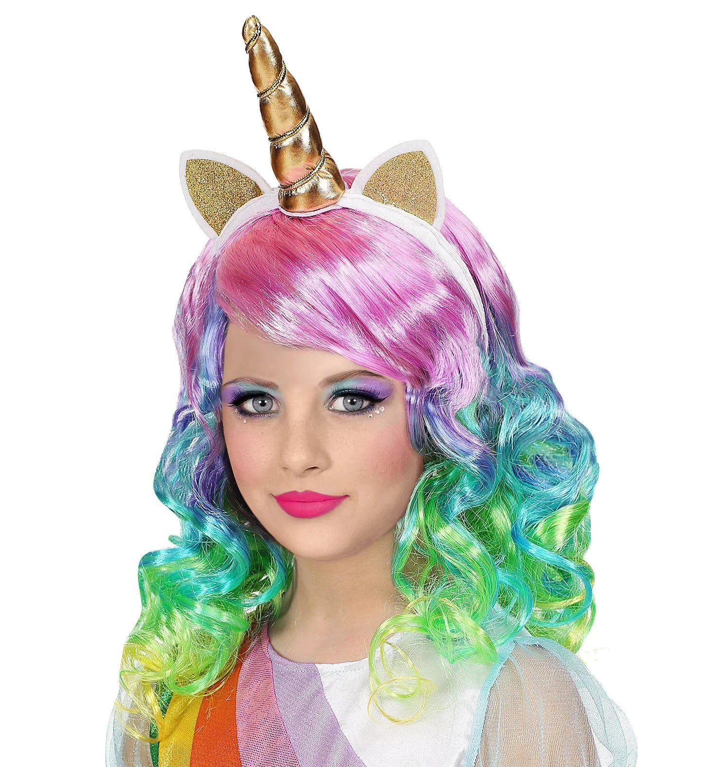 Peluca de Unicornio con Diadema para Niña Unicornio Widmann