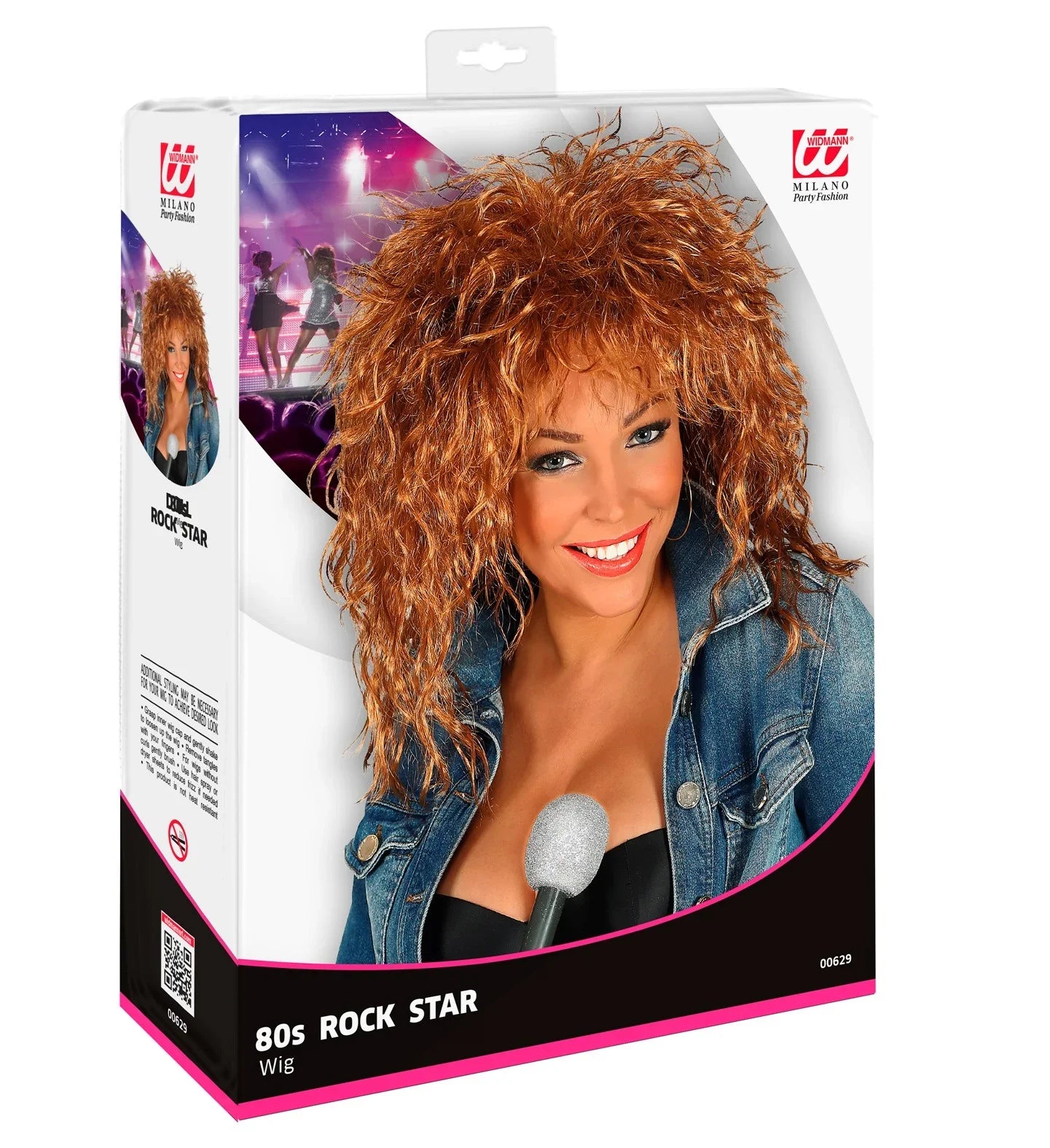 Peluca de Tina Turner Castaña Estilo Años 80 Músicos y Cantantes Widmann