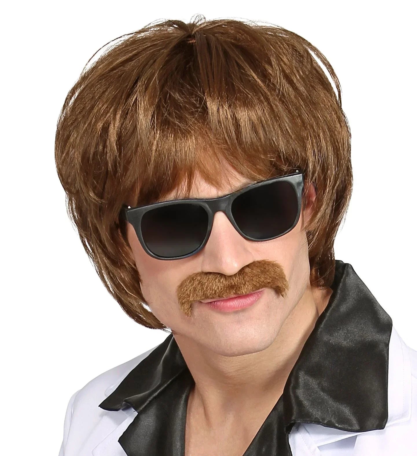 Peluca Mod Años 60 Castaña con Bigote Años 60 Widmann