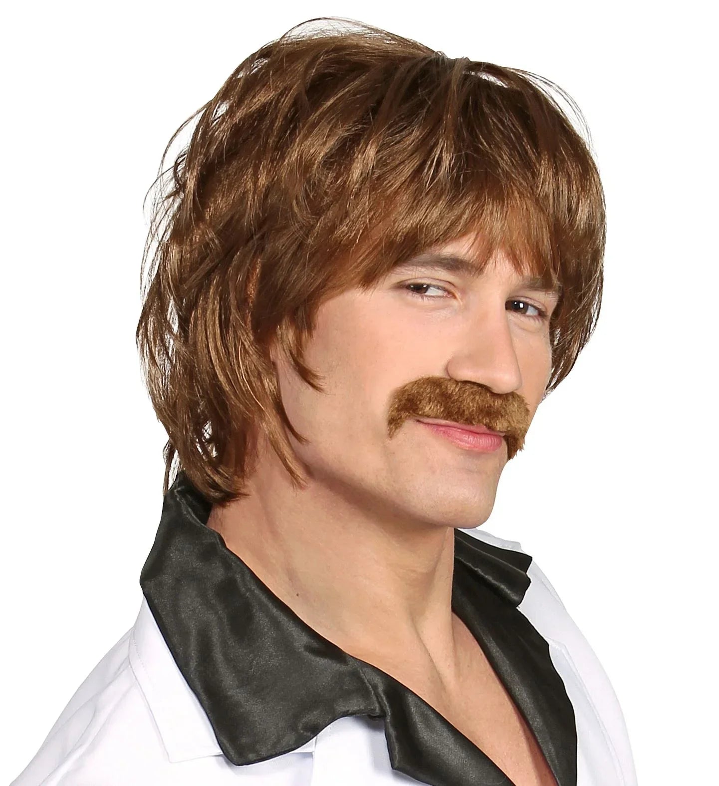 Peluca Mod Años 60 Castaña con Bigote Años 60 Widmann