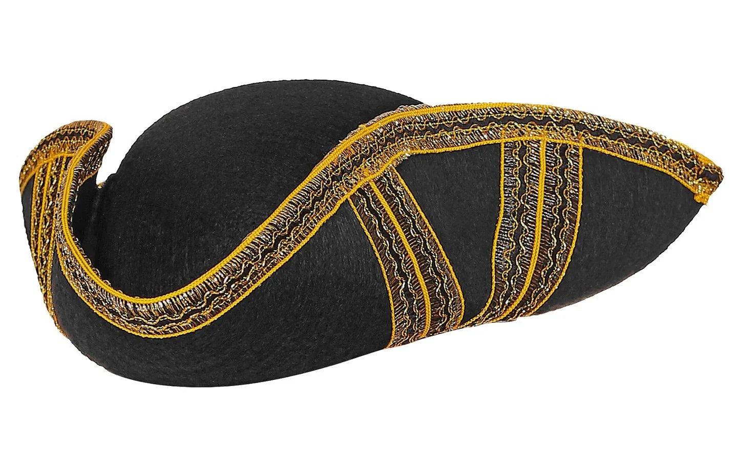 Sombrero de Época Negro con Decorado Dorado Complementos Venecianos y de Época Widmann