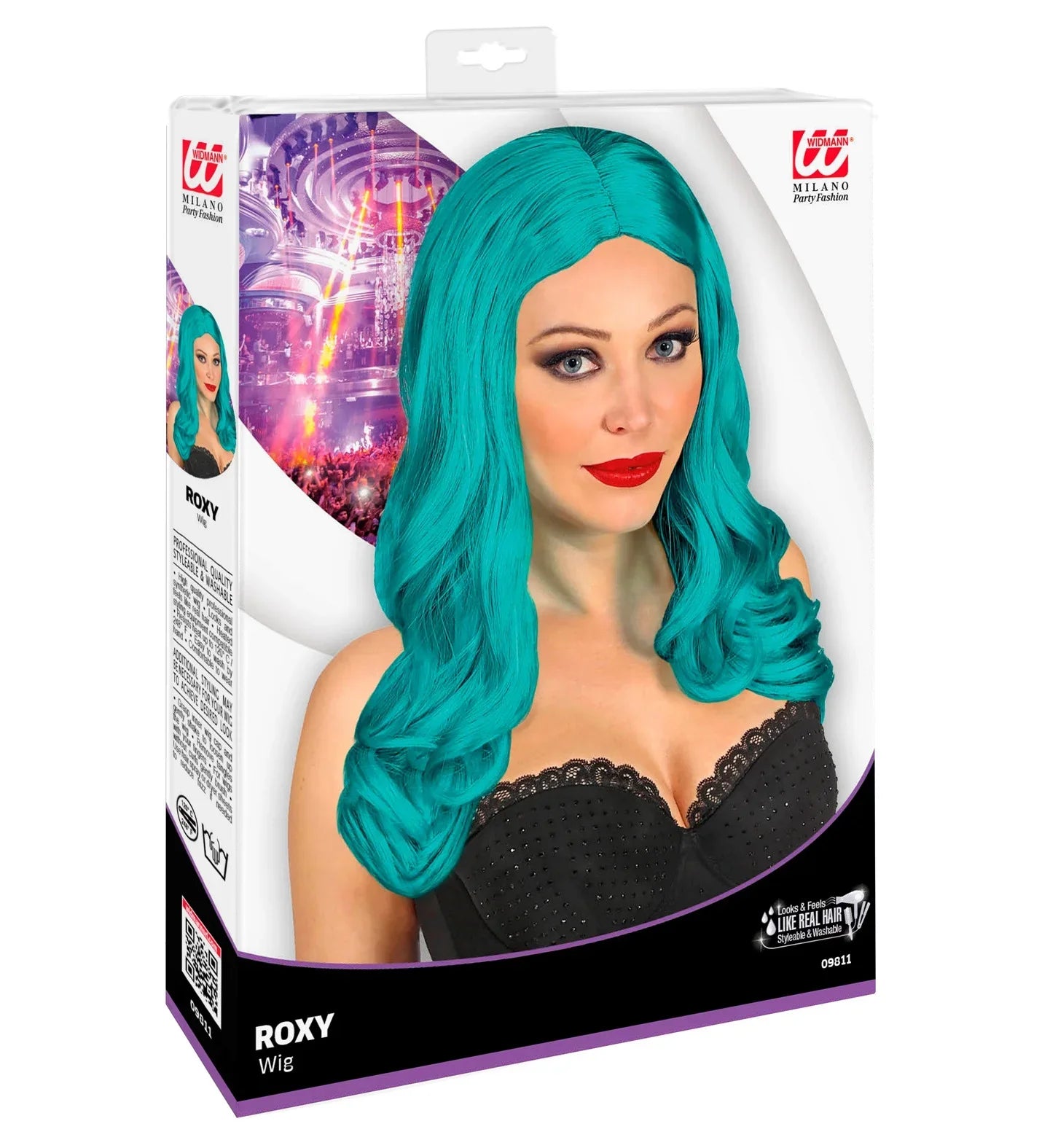 Peluca Azul Turquesa con Pelo Largo Liso Pelucas Azules Widmann