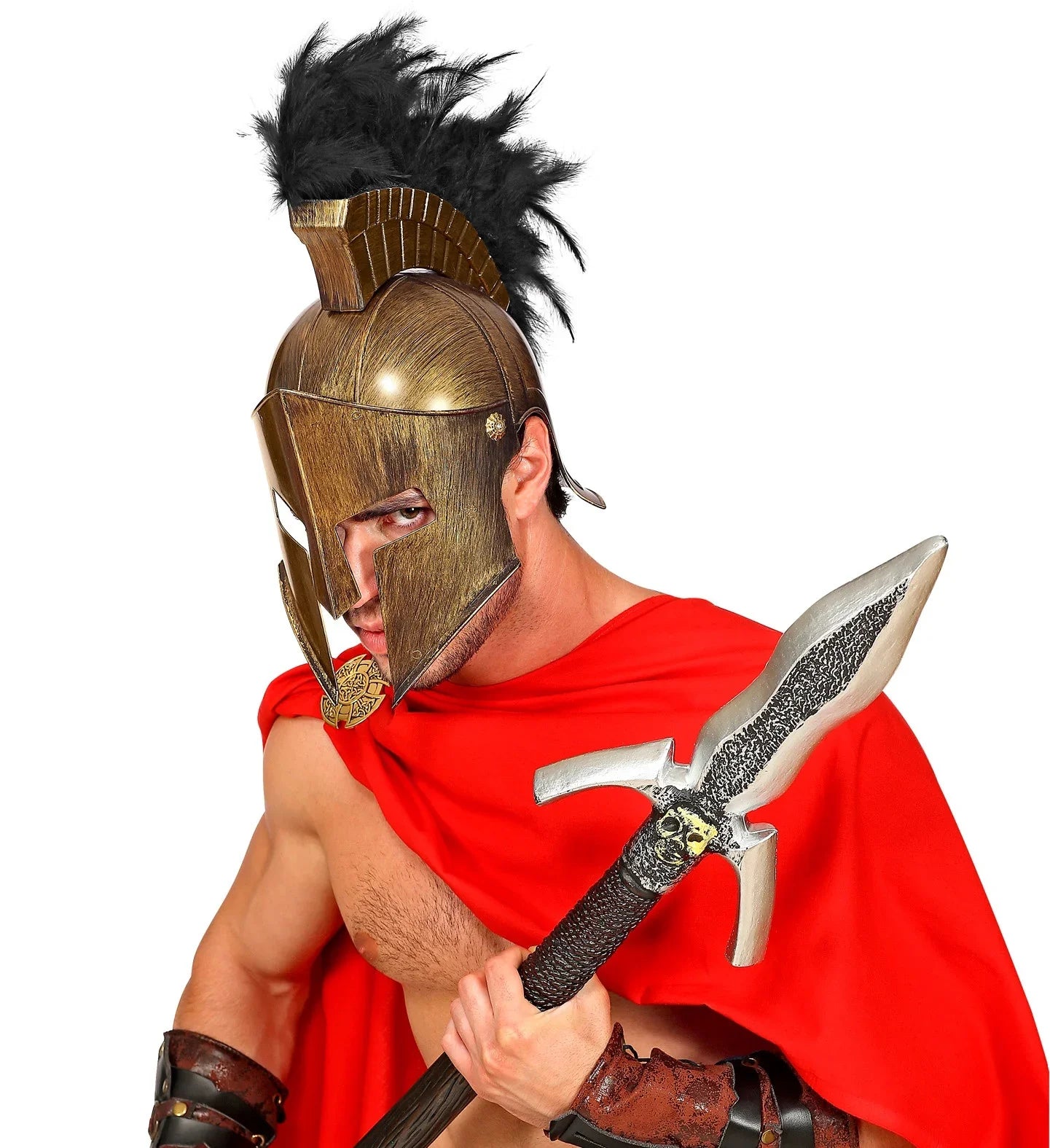 Casco Espartano Dorado con Penacho Negro Complementos Romanos y Griegos Widmann