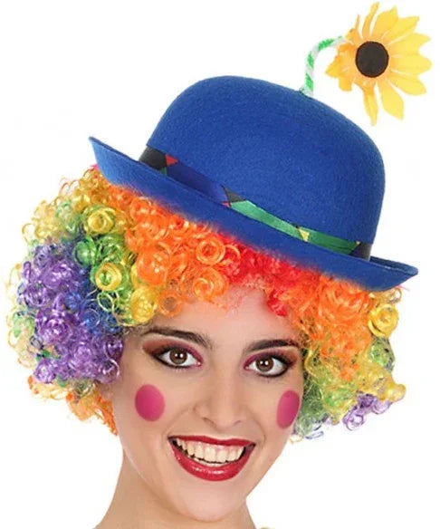 Sombrero de Payaso Azul con Flor Complementos Payasos Atosa