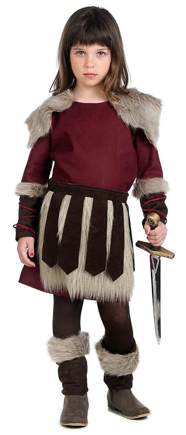 Disfraz de Guerrera Vikinga Granate para Niña Vikingos Infantiles Limit Sport