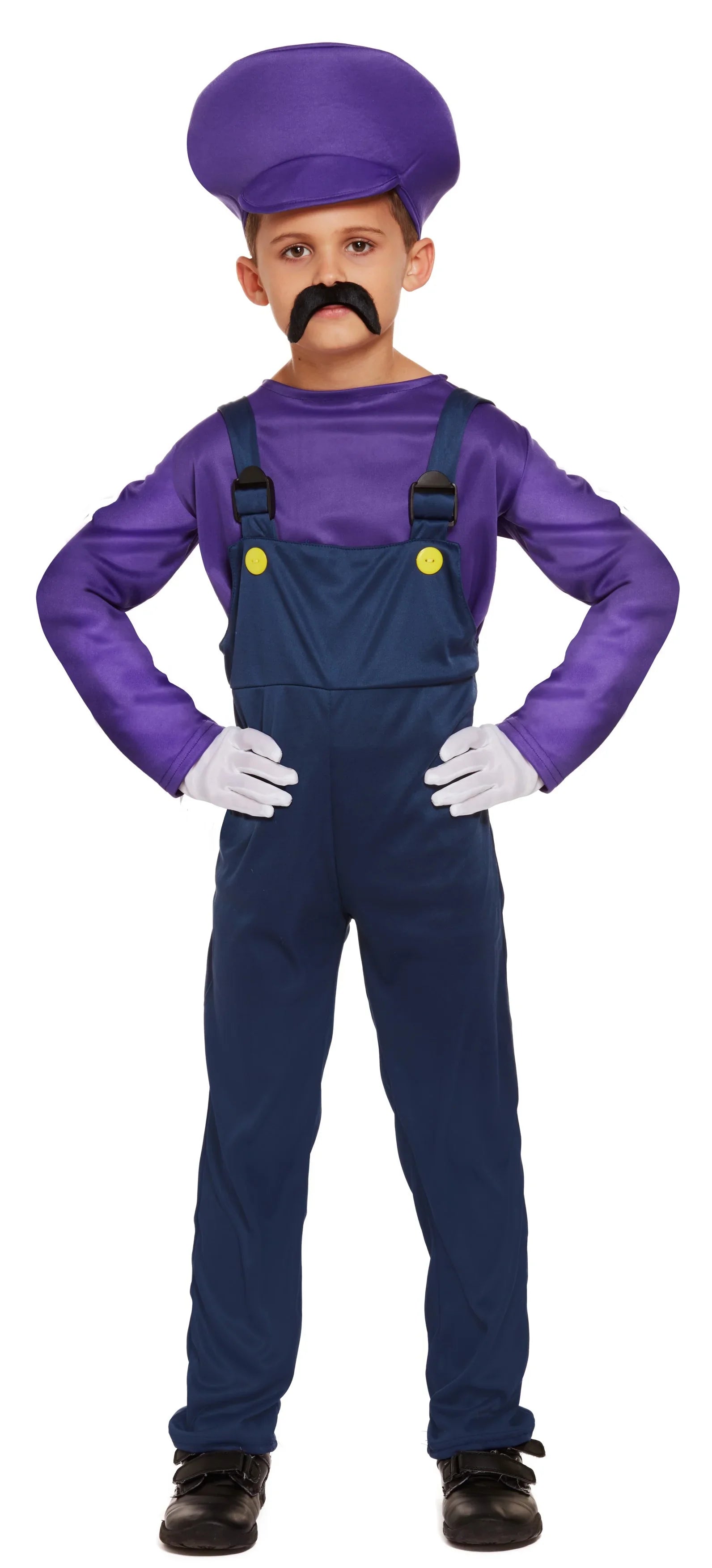 Disfraz de Waluigi para Niño Super Mario Bros y Luigi Harlequin