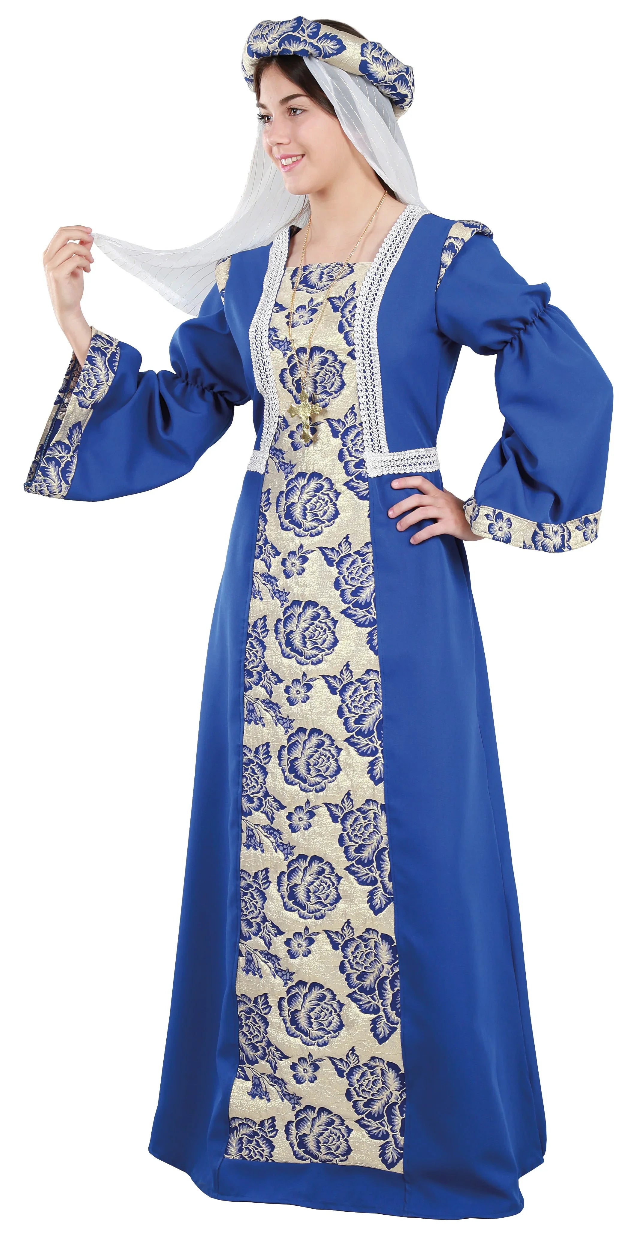 Disfraz de Condesa Medieval Azul para Mujer Princesas y Damas Medievales Fycar