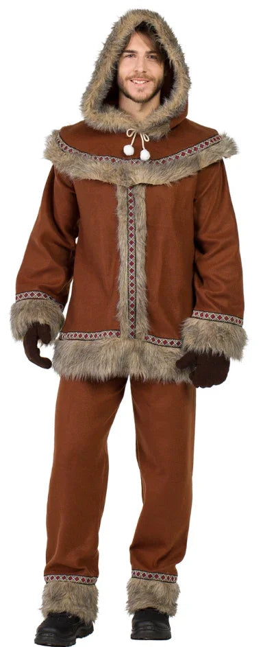 Disfraz de Esquimal Nórdico Marrón para Hombre Esquimales Kimokawaii