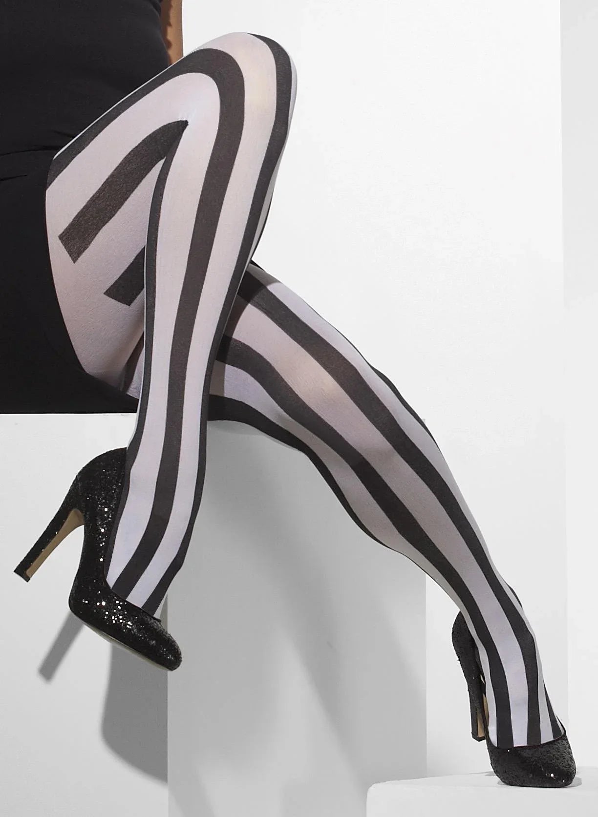 Pantys de Rayas Verticales Blancas y Negras Medias y Pantys Smiffys