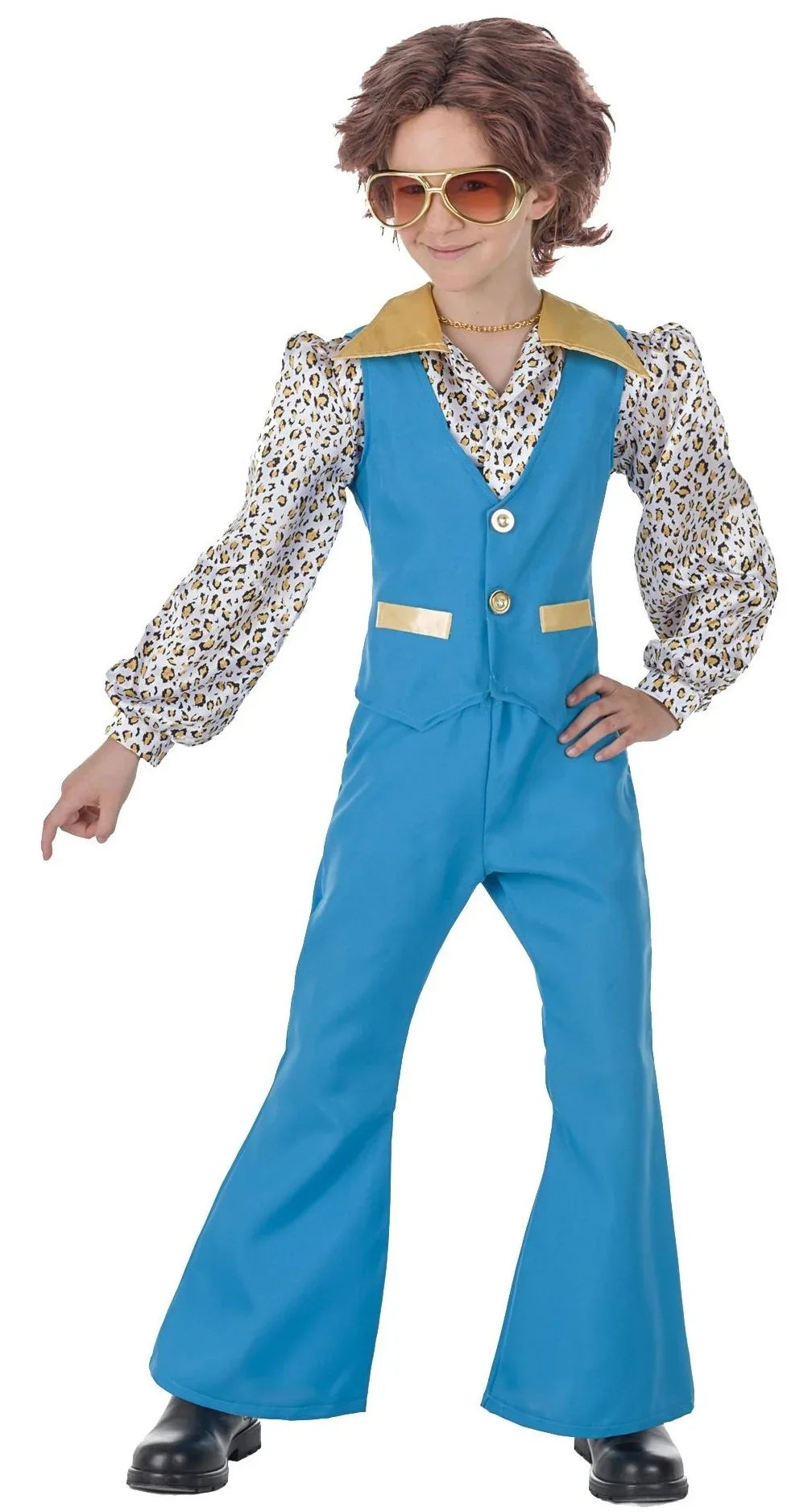 Disfraz de Chico Disco Años 70 Azul para Niño Años 70 Kimokawaii