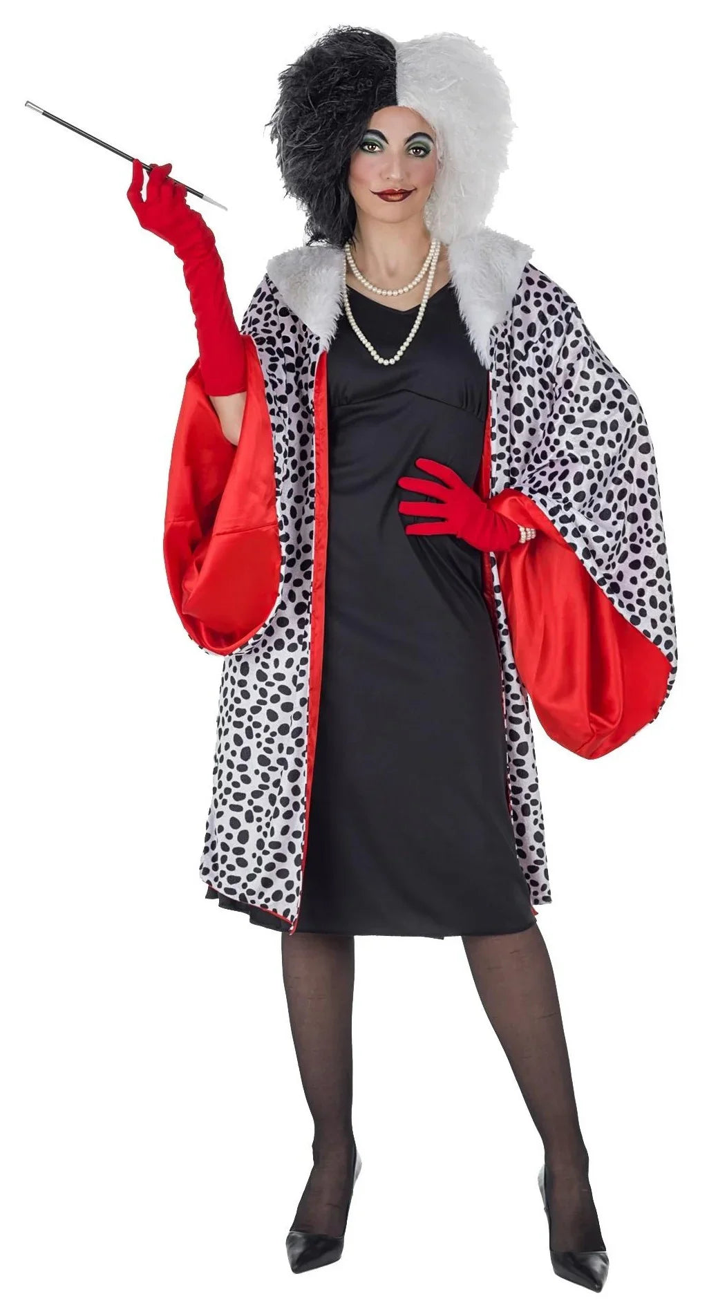 Disfraz de Cruella con Abrigo de Dálmata para Mujer Cruella de Vil Kimokawaii