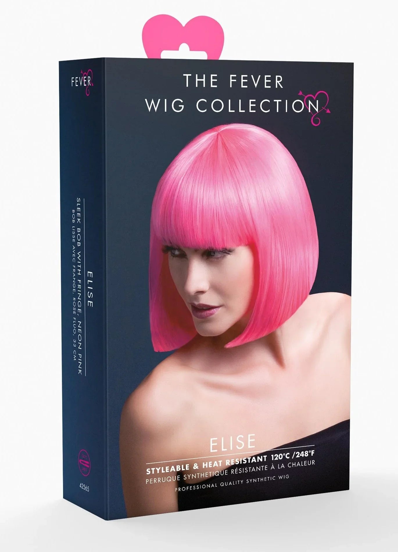 Peluca Rosa Neón Corte Bob con Flequillo Premium Pelucas Rosas Smiffys