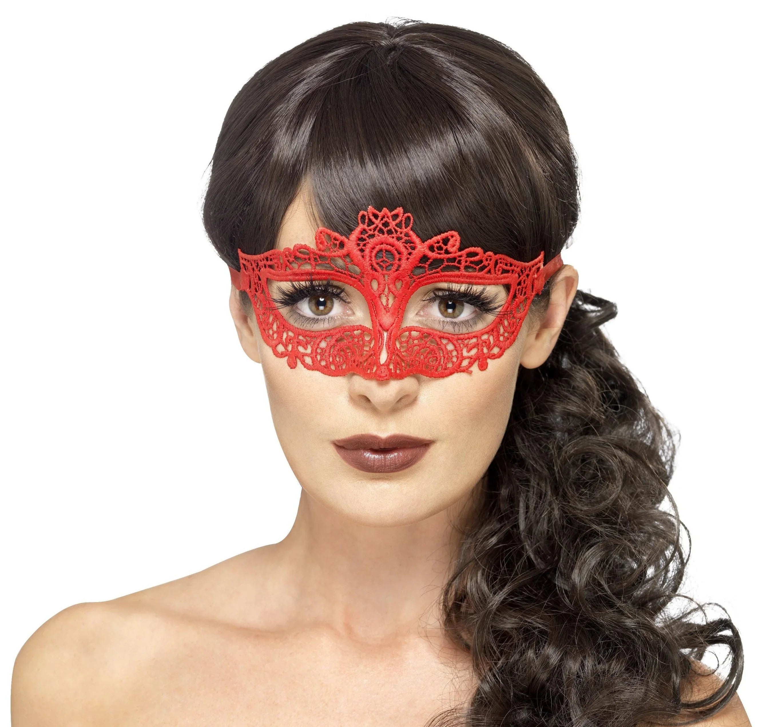 Antifaz Rojo de Encaje Antifaces Smiffys