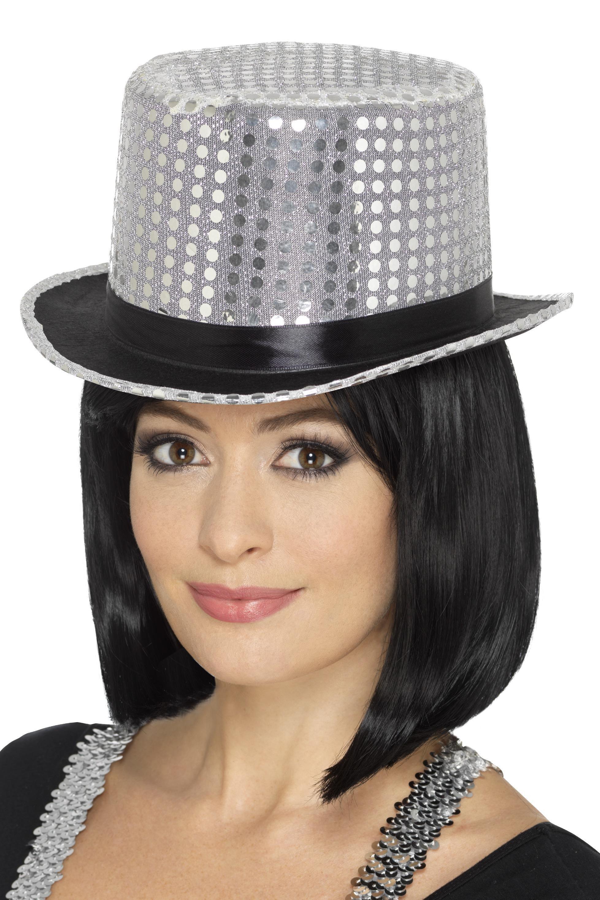 Chistera Plateada con Lentejuelas Chisteras Smiffys