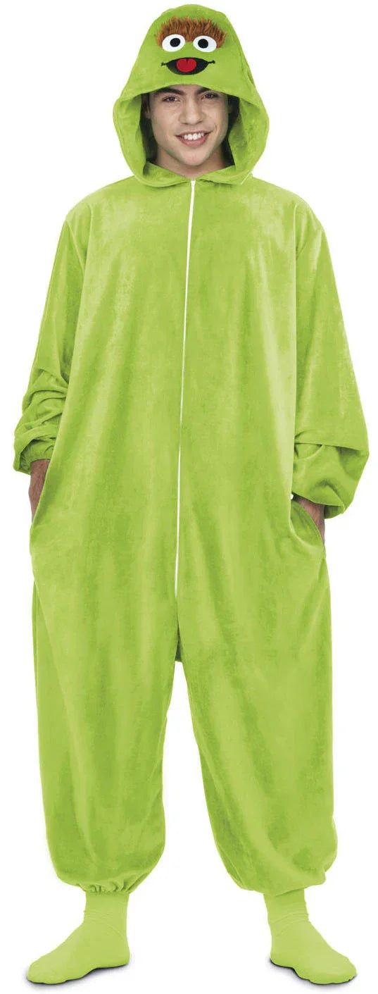 Disfraz de Oscar El Gruñón Pijama para Adulto Barrio Sésamo Viving