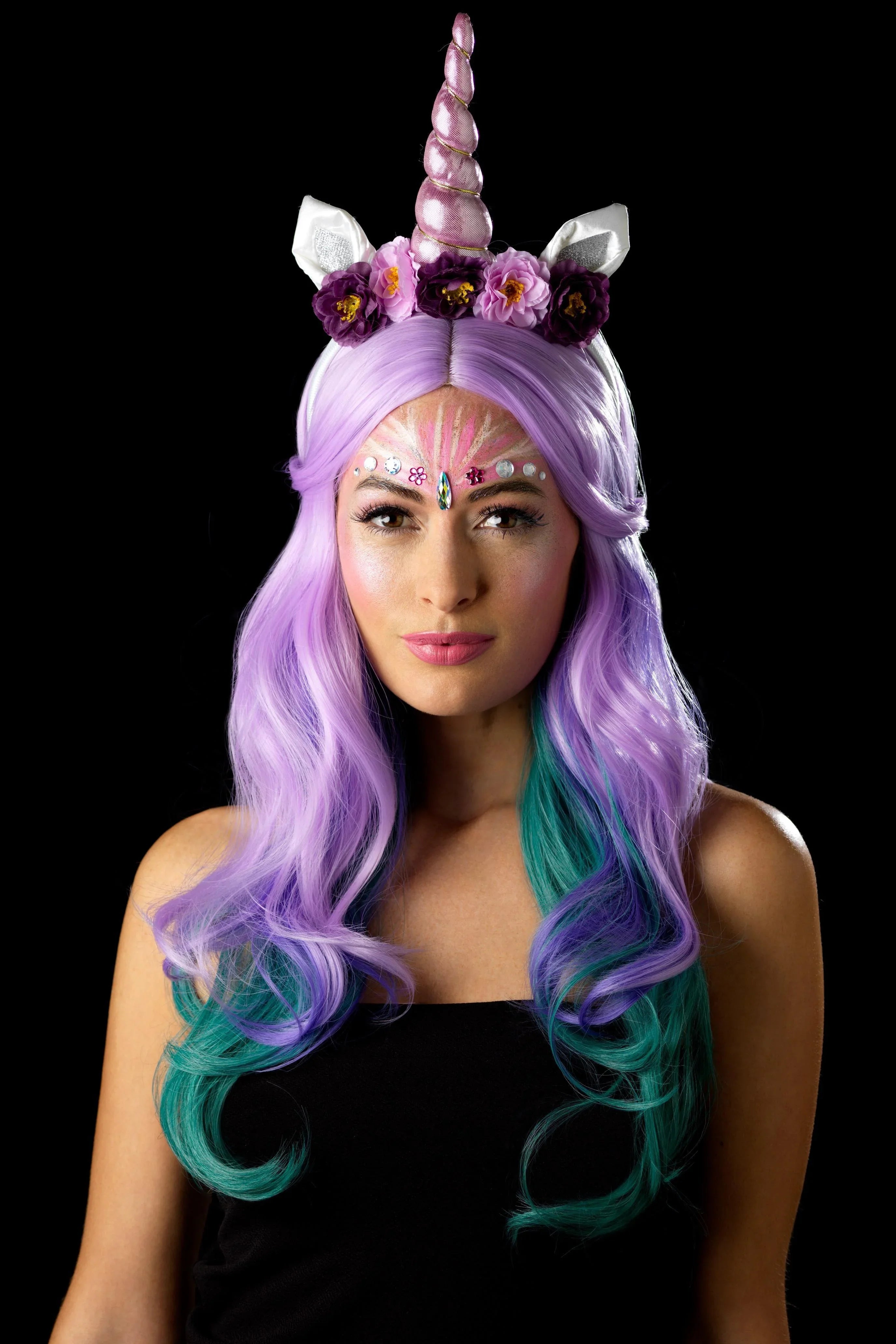 Maquillaje de Unicornio con Gemas y Purpurina Kits de Maquillaje Smiffys