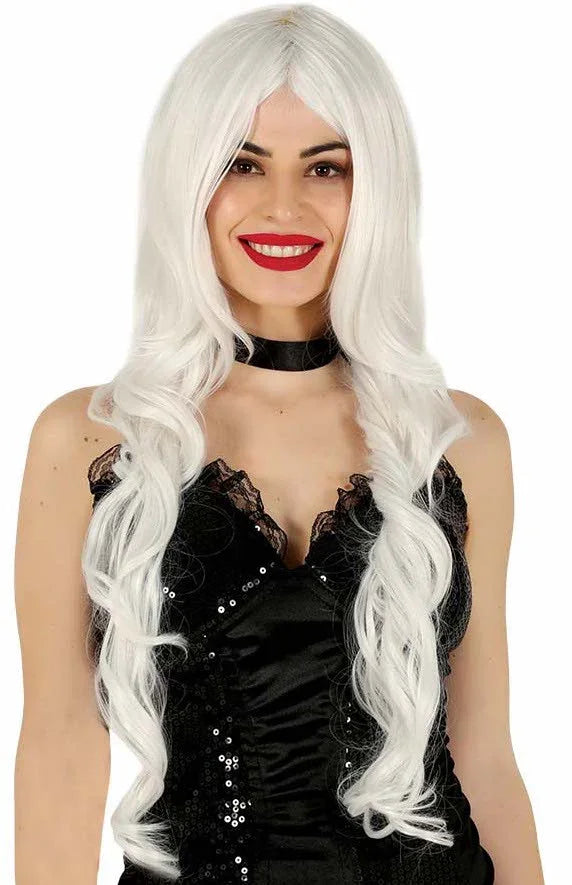 Peluca Blanca Larga Ondulada Pelucas Blancas Guirca