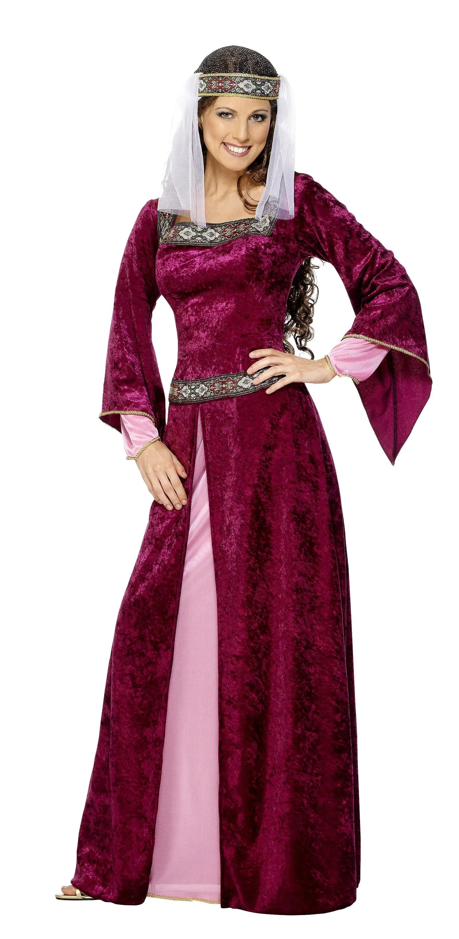 Disfraz de Dama Medieval Burdeos para Mujer Princesas y Damas Medievales Smiffys
