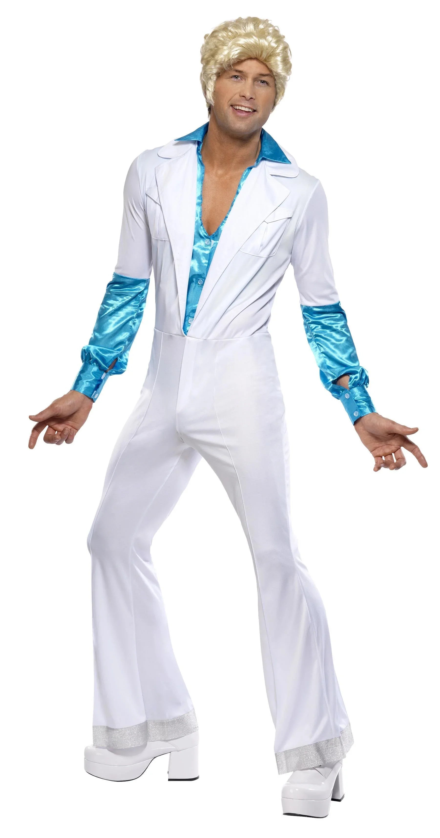 Disfraz de Abba Años 70 Azul y Blanco para Hombre Abba Smiffys