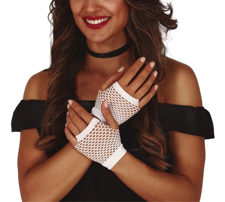 Guantes Blancos de Rejilla Sin Dedos Guantes Guirca