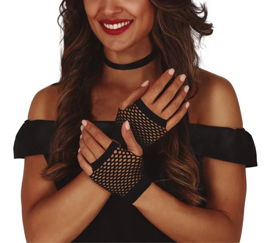 Guantes Negros de Rejilla Sin Dedos Guantes Guirca