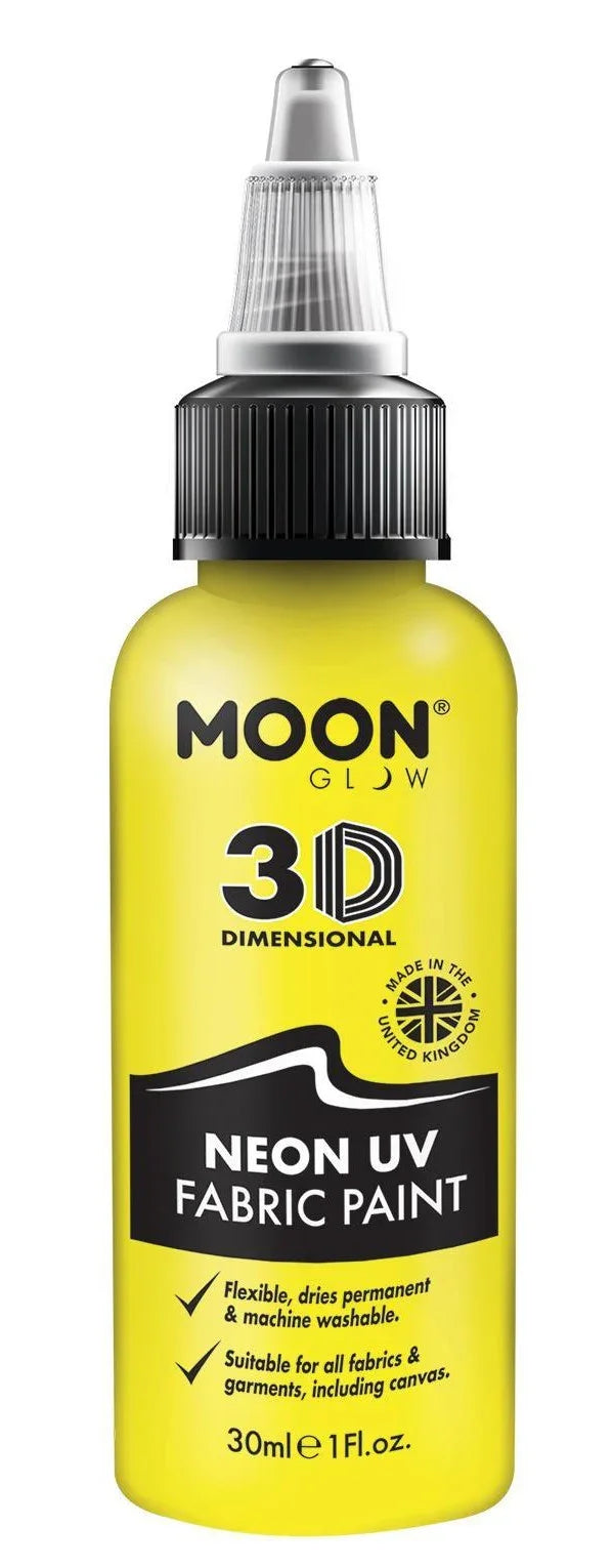 Pintura para Telas en Colores Neón UV Maquillaje y Pinturas Smiffys Amarillo