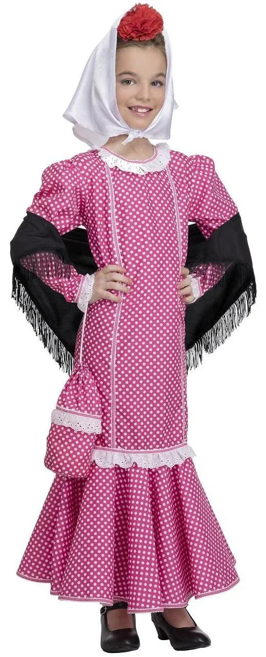 Disfraz de Chulapa Castiza Rosa para Niña Chulapos y Chulapas Kimokawaii