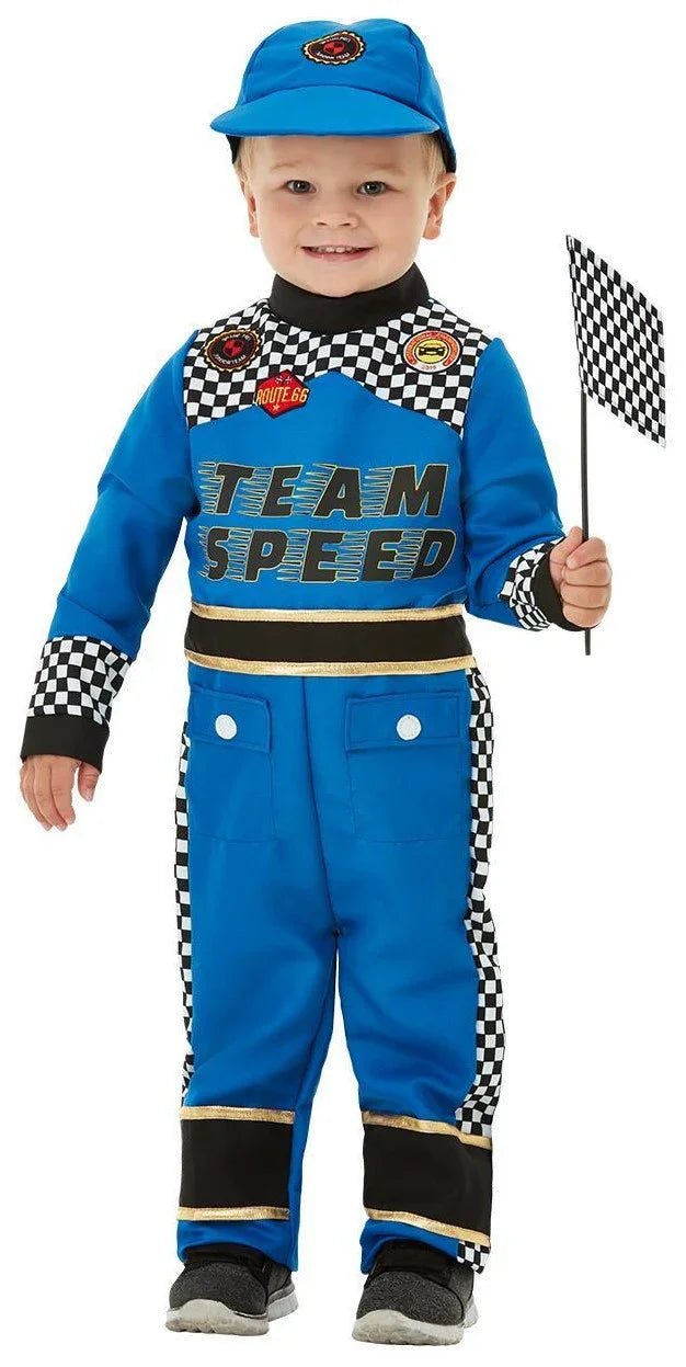 Disfraz de Piloto de Carreras Azul para Bebé Deportistas y Animadoras Infantiles Smiffys
