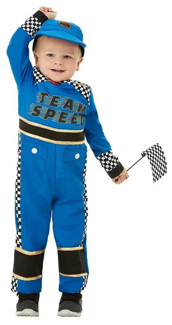 Disfraz de Piloto de Carreras Azul para Bebé Deportistas y Animadoras Infantiles Smiffys