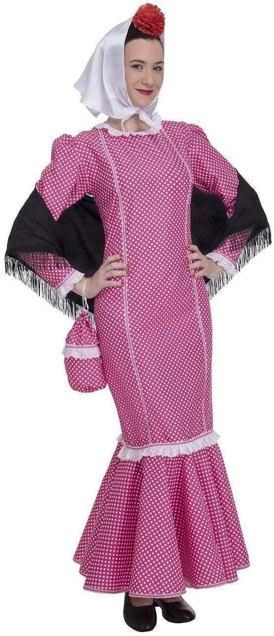 Disfraz de Chulapa Castiza Rosa para Adulto Chulapos y Chulapas Kimokawaii