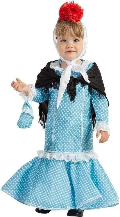 Disfraz de Chulapa Castiza Azul para Niña Chulapos y Chulapas Kimokawaii De 6 a 12 meses