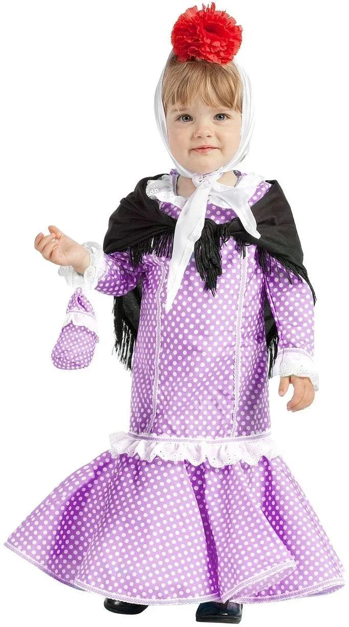 Disfraz de Chulapa Castiza Morado para Niña Chulapos y Chulapas Kimokawaii De 6 a 12 meses