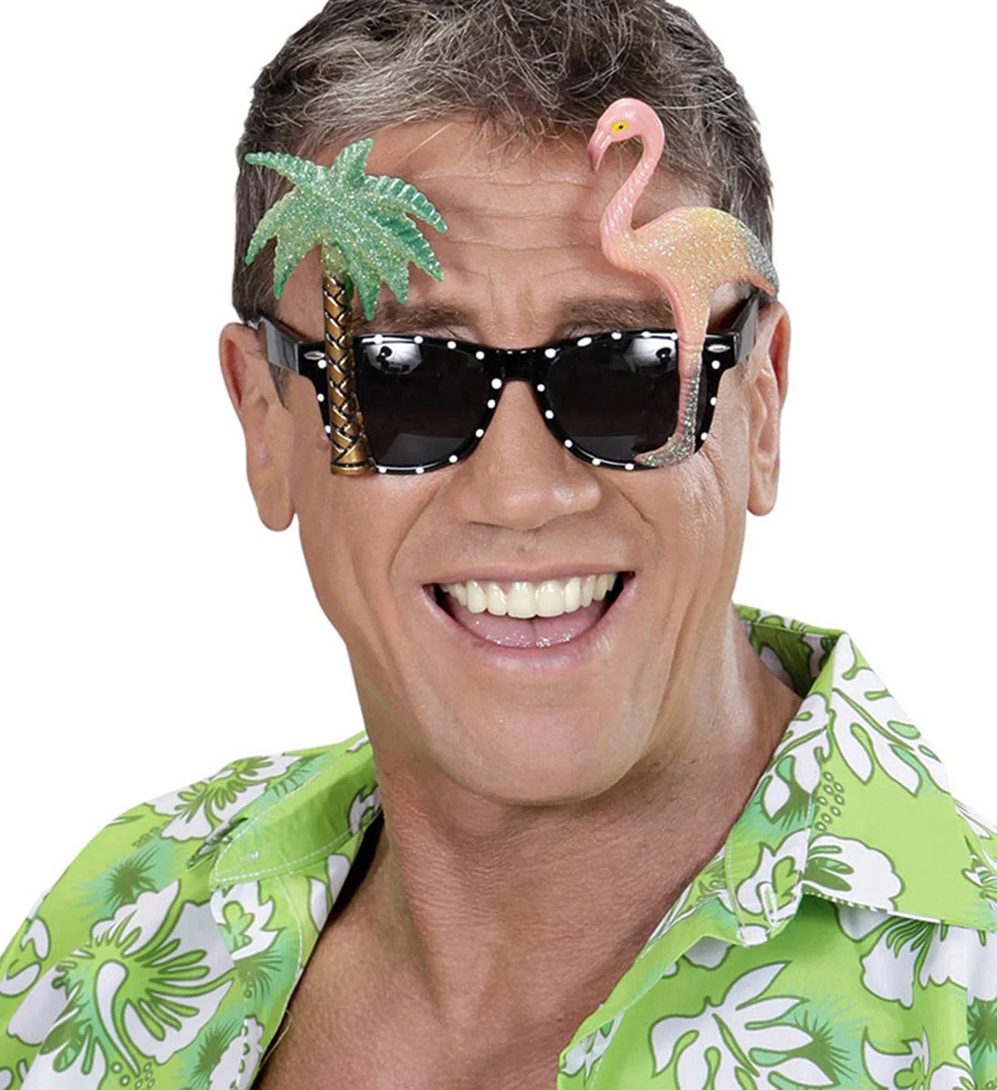 Gafas Hawaianas con Palmera y Flamenco Complementos Hawaianos Widmann